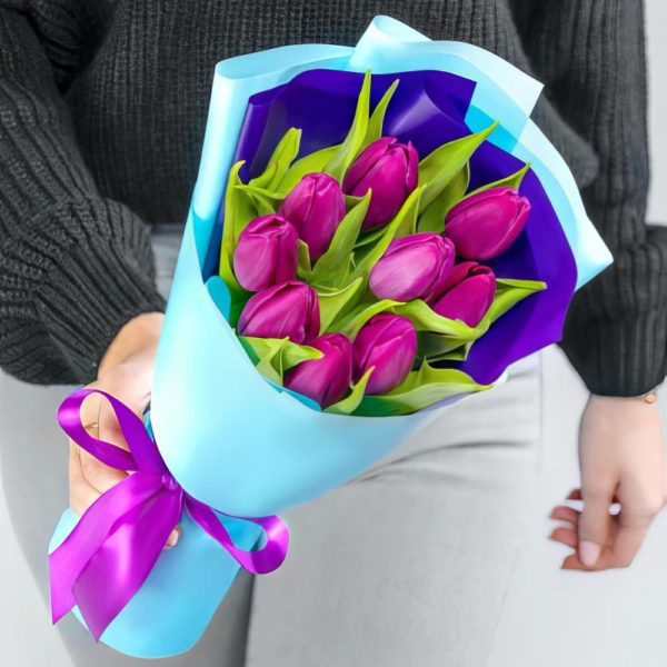 9 Фиолетовых Тюльпанов