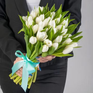 Букет из 35 Голландских белых тюльпанов